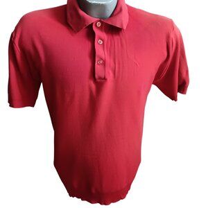 Vintage 70's Medium Men's Ban-Lon Polo Shirt Deep Red Stretch Buttery Knit
